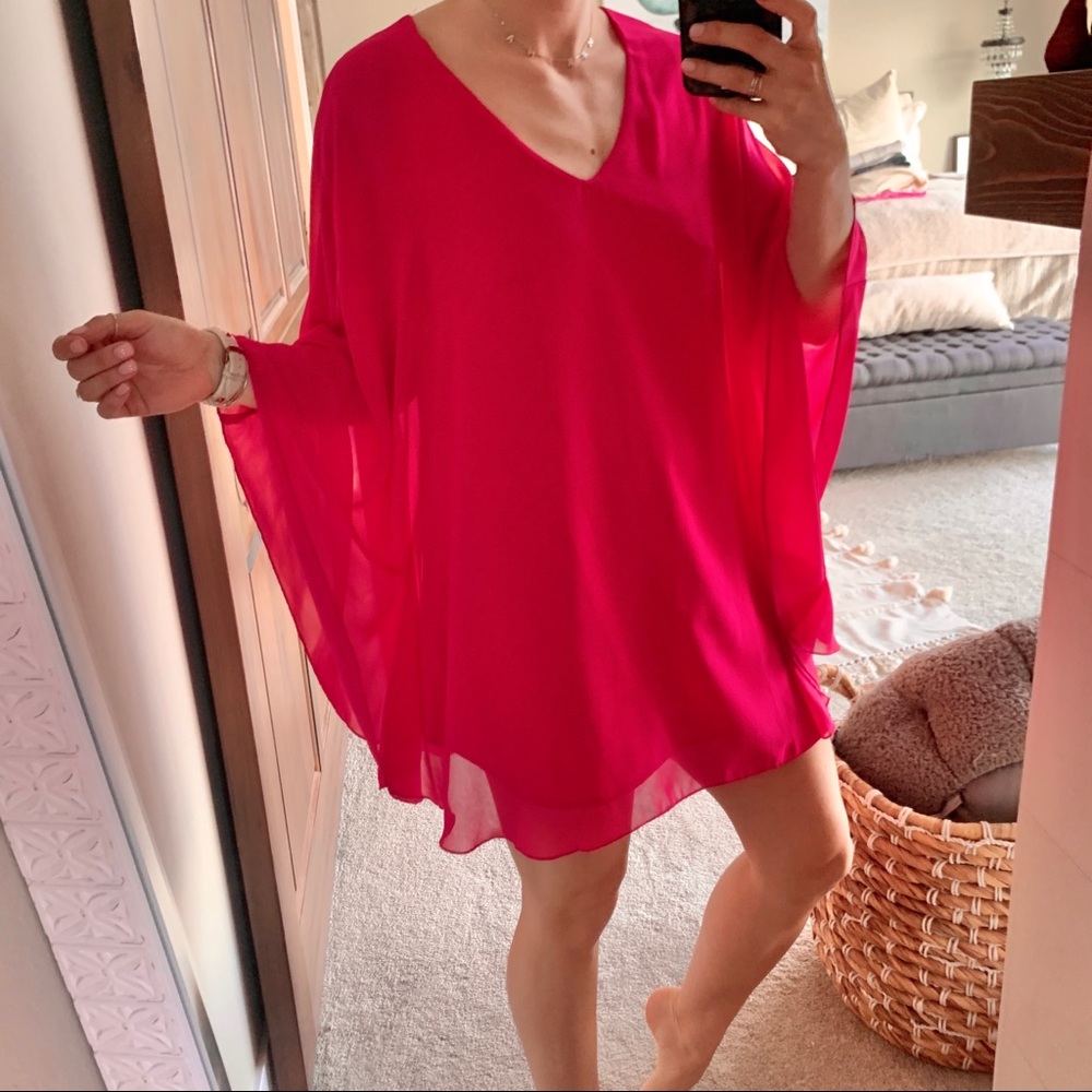 ASOS Pink chiffon poncho style dress